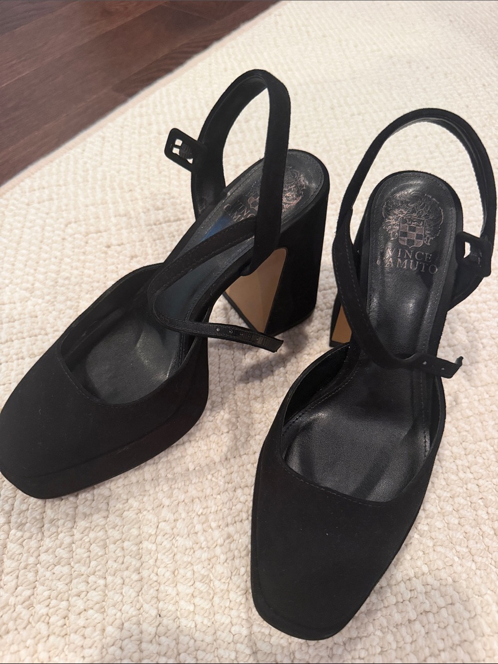Vince Camuto Black Slingback Square Toe Block Heels, size 8. Worn once.
